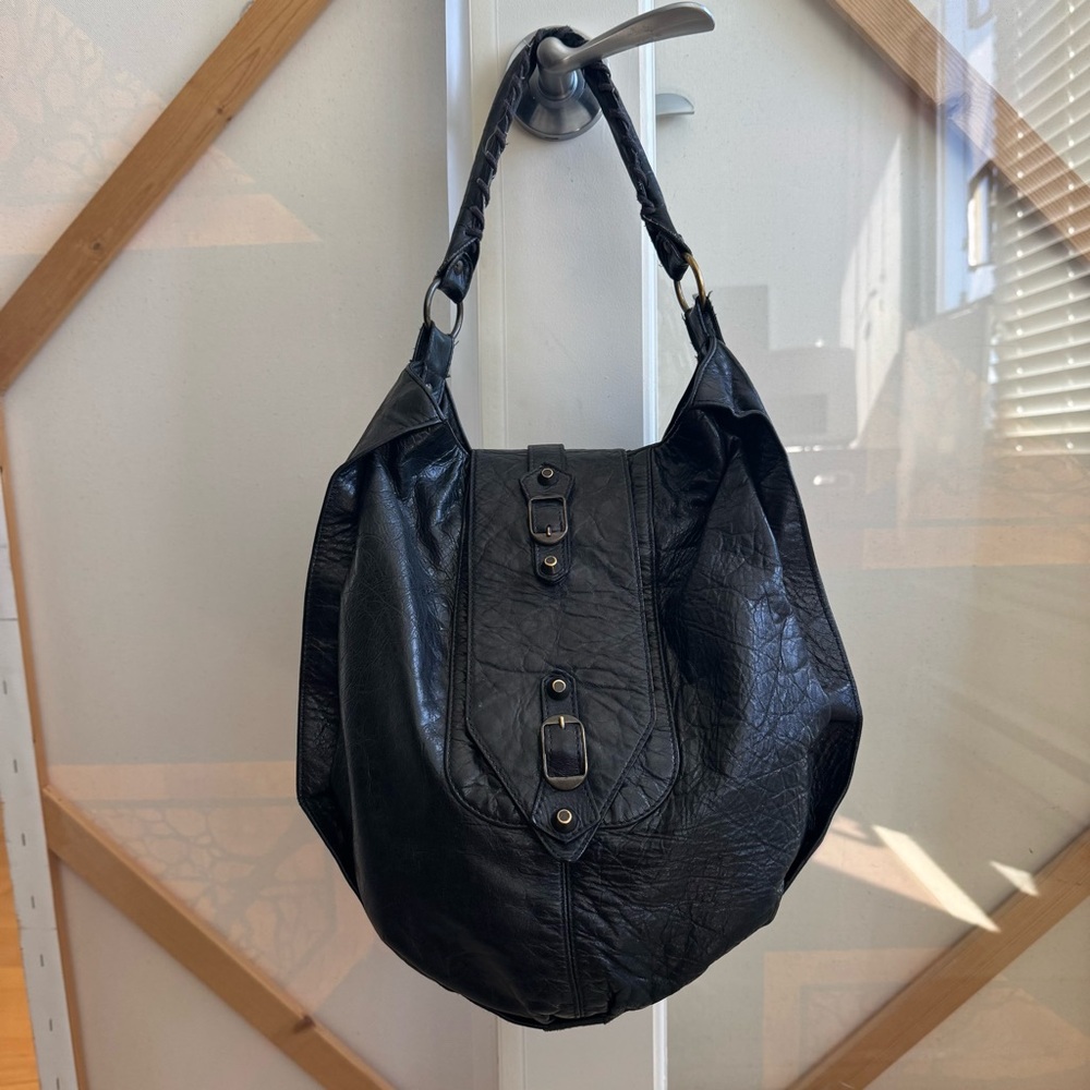 Balenciaga Motocross Black Leather Hobo Bag